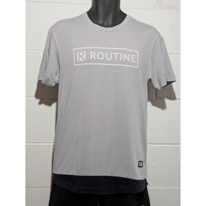 Routine Mens Athletic Gray Graphic T Shirt Short Sleeve Casual Crew Neck Medium